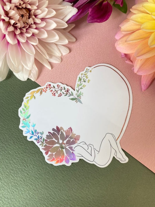 Sticker Holographique Coeur fleuri