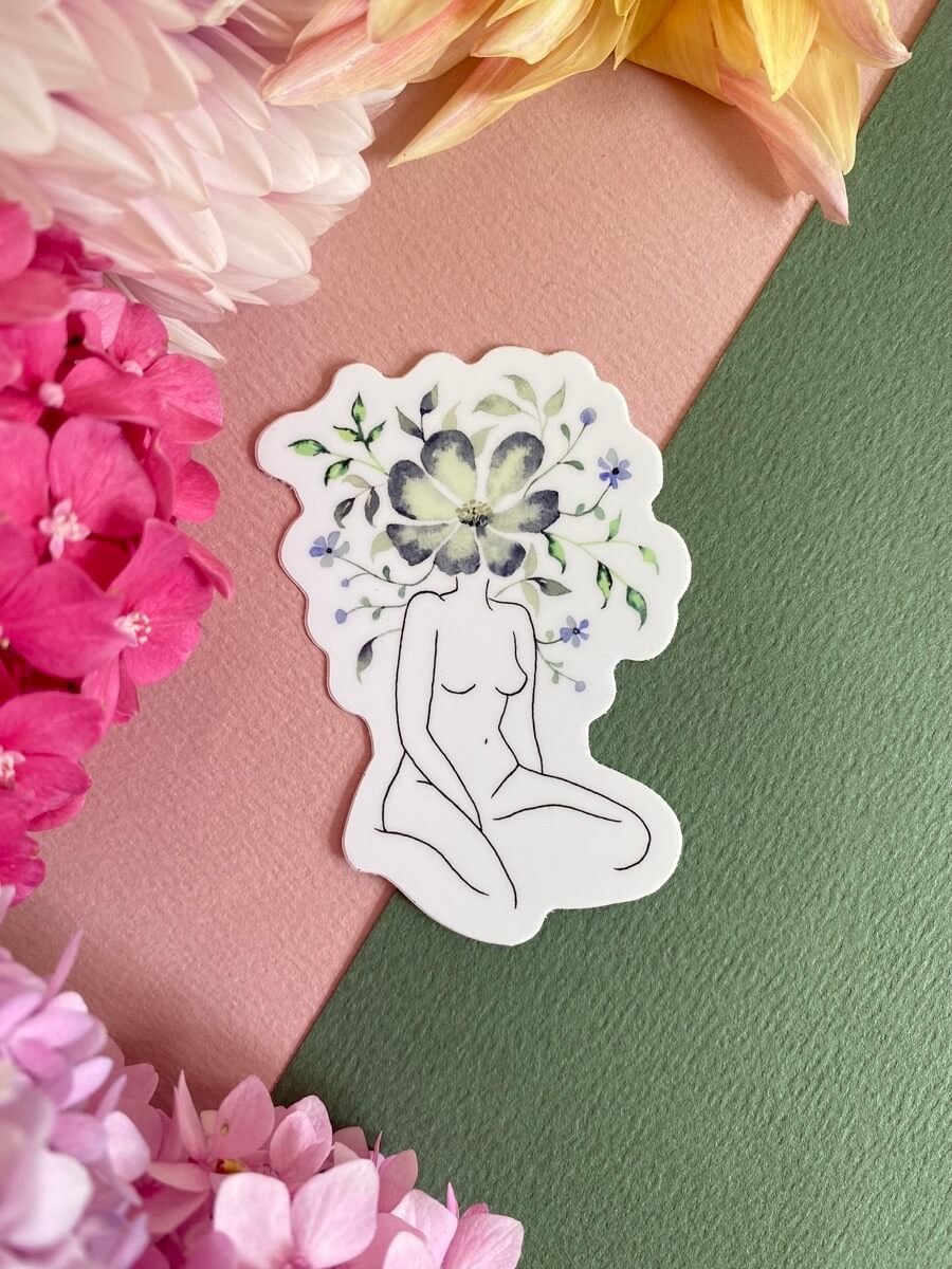 Sticker Femme Anémone