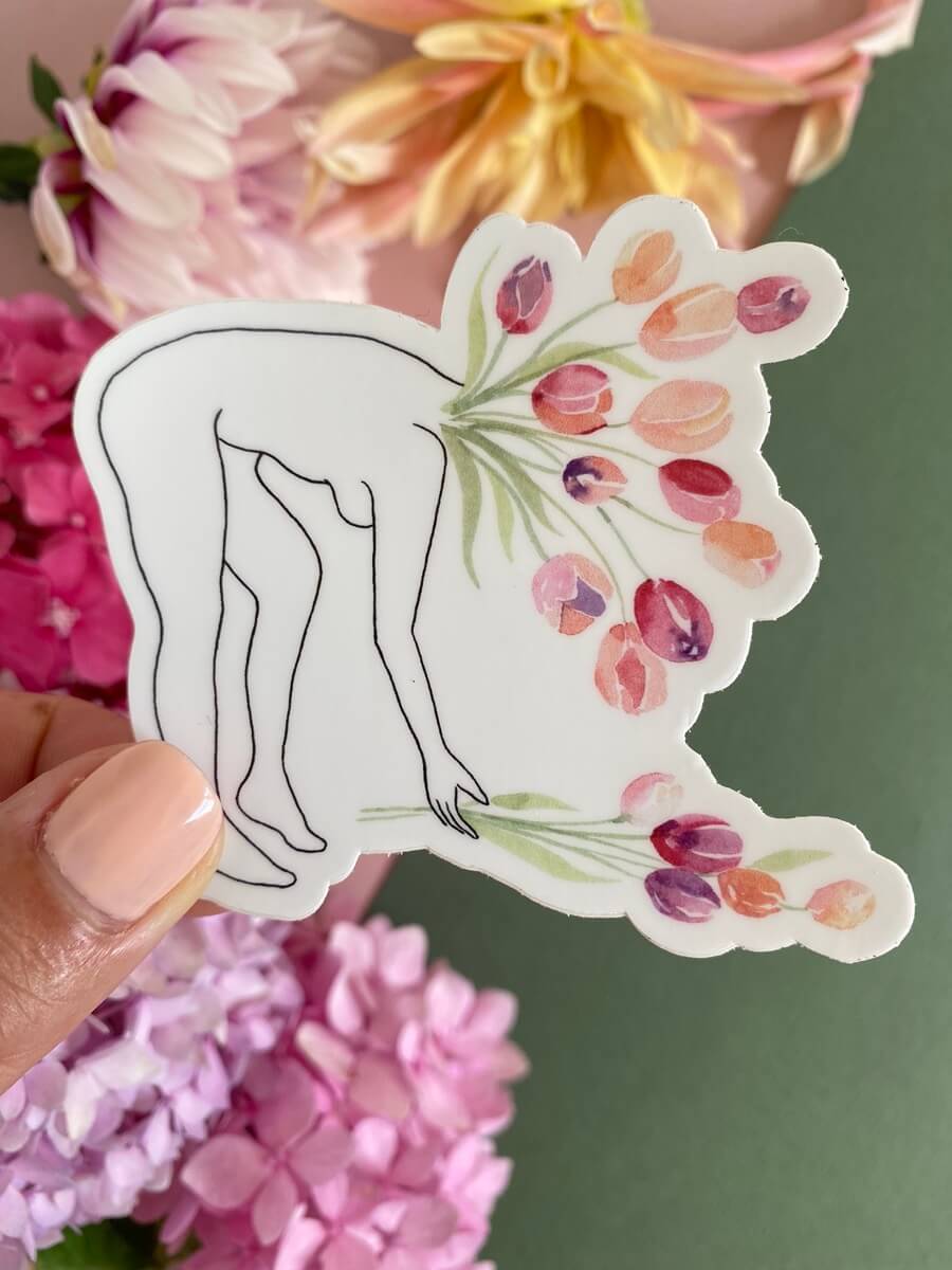 Sticker Femme tulipes