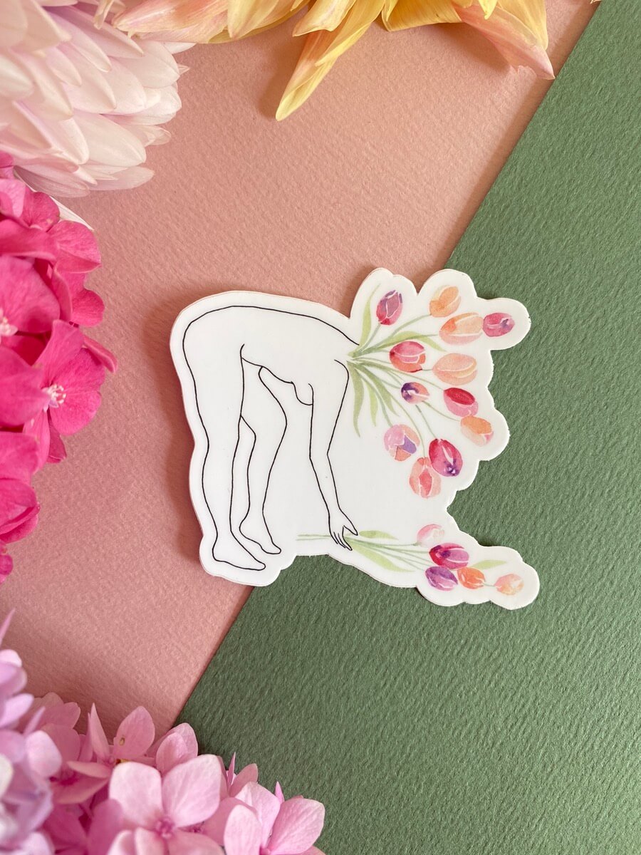 Sticker Femme tulipes